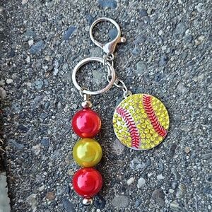 Red and Yellow Baseball Keychain